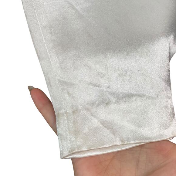 Leena for Mac Duggal White Plunge Satin Puff Sleeve Jumpsuit SZ 2 - Picture 12 of 12